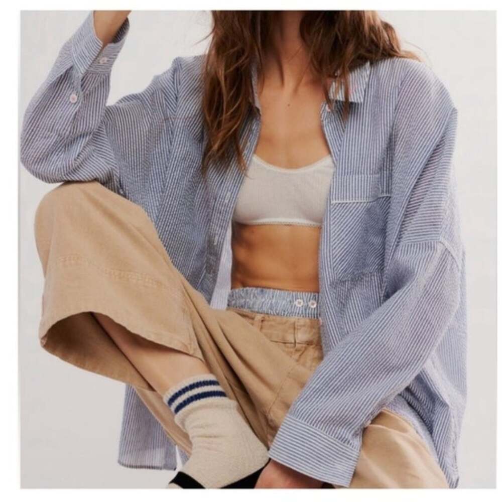 Intimately Free People Cloud Nine 9 Lounge Sleep Shirt oversized striped